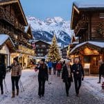 Christmas ski village in the Alps
