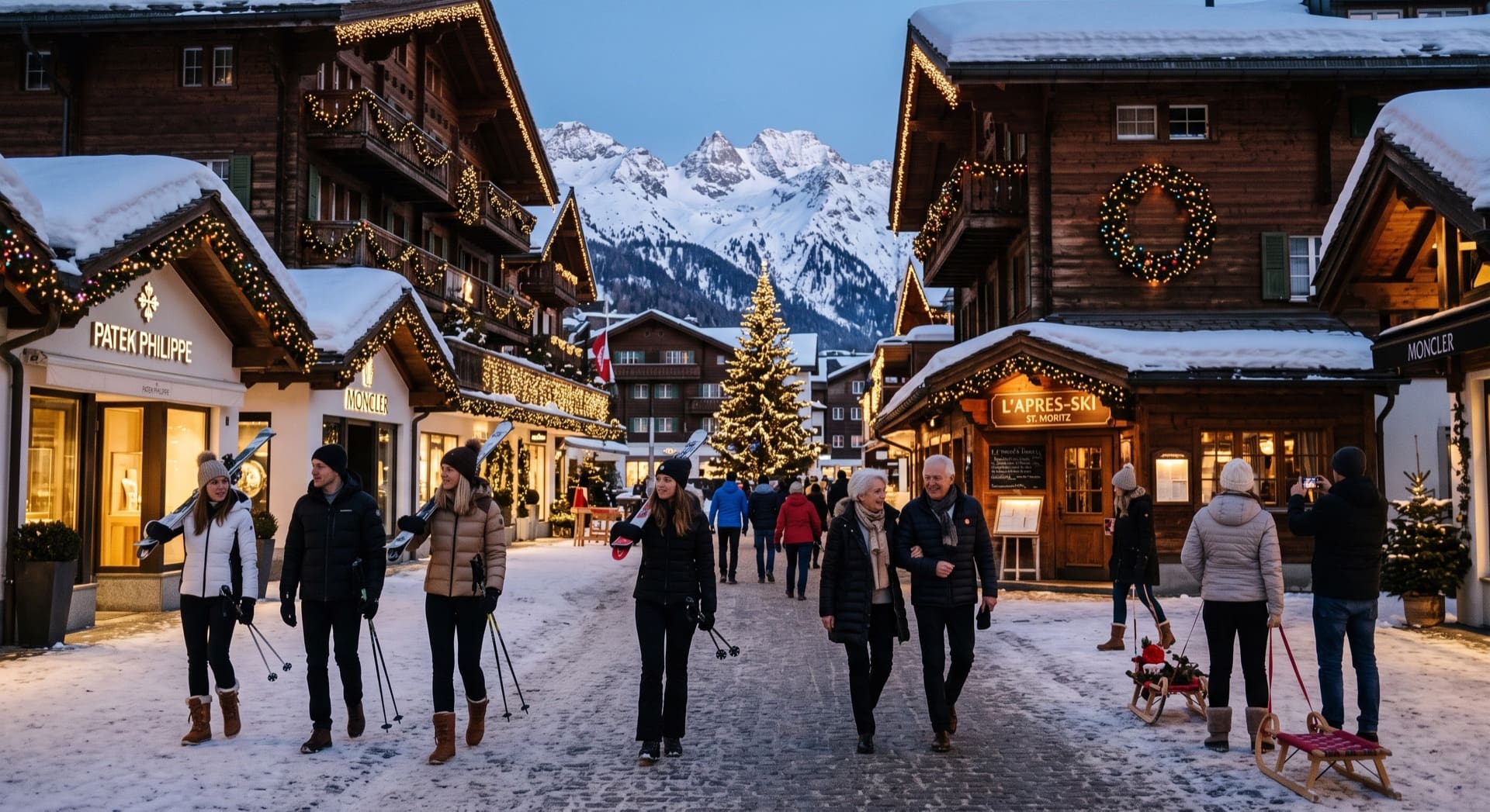 Christmas ski village in the Alps